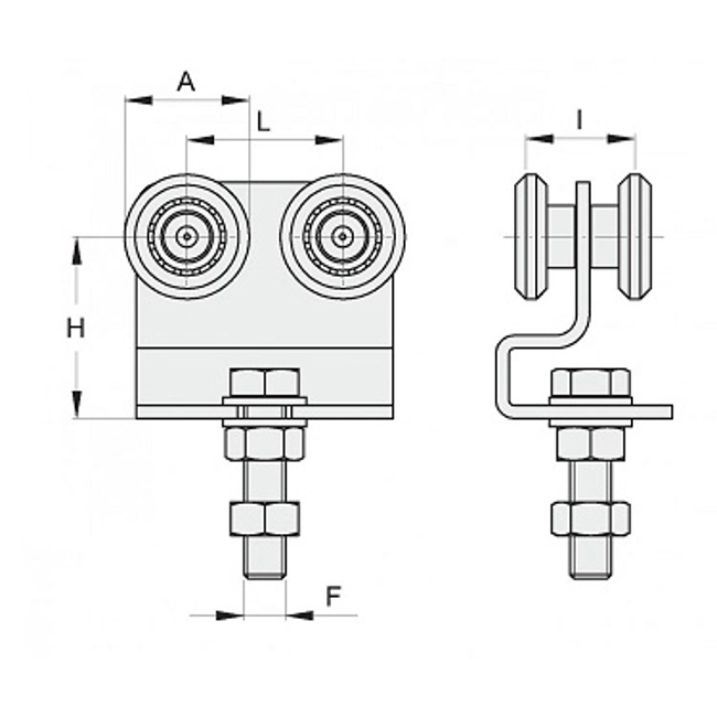 Vendita online Carrello scorrevole 4 ruote Ø 24 mm. art.4RS